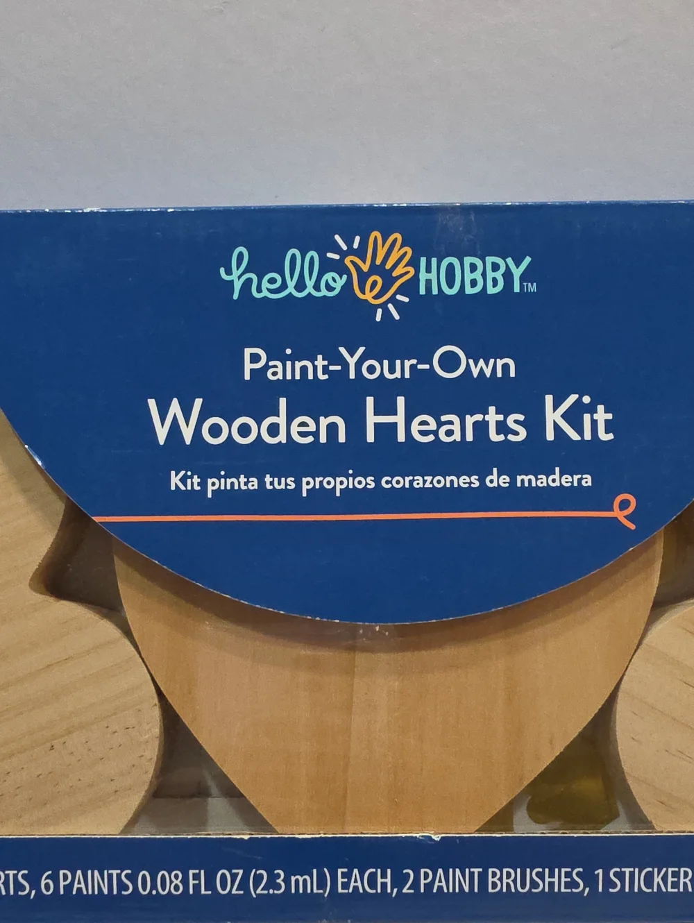 Paint-Your-Own Wooden Hearts Kit - Blue and Natural Brand New